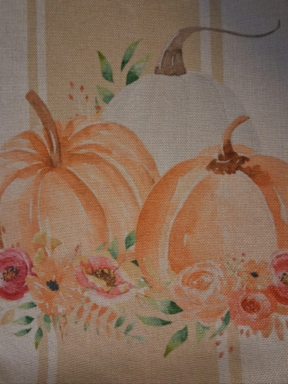 Set of 4 Fall Pumpkin & Flowers Pillow Covers 18x18 Inch Canvas Autumn Decor